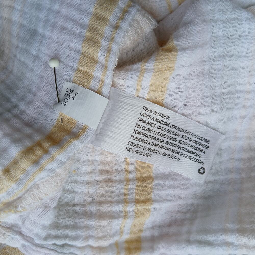 Universal Thread Super Soft Cotton Button-up Shirt M white yellow stripes LS - Picture 9 of 14